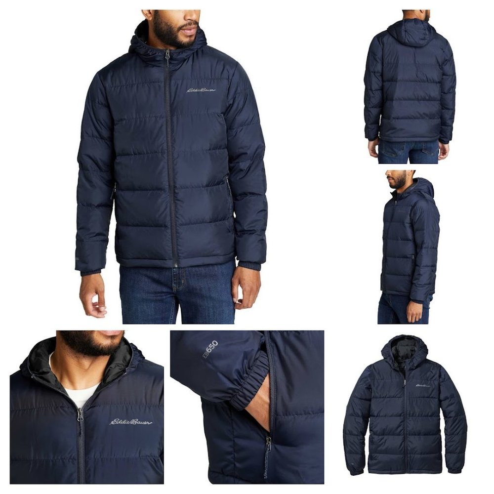 Blue Nwt Eddie Bauer Men’s Hooded Down Jacket